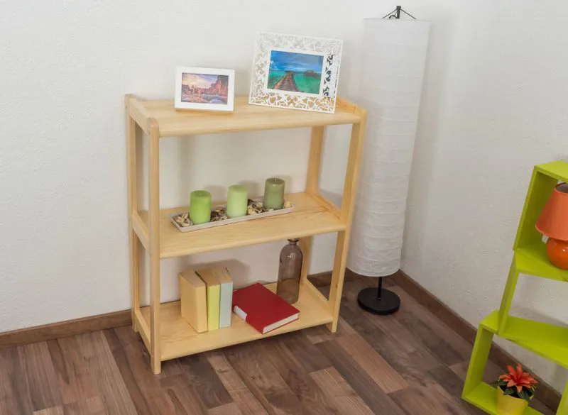 Solid Pine Wood Shelf Natural | Junco 57B | 86 x 70 x 30 cm | 3-Tier Storage Unit