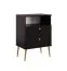 Almyros 02 Nightstand | 2 Drawers & Open Compartment | Black with Gold Handles & Legs | 69.5 x 50 x 34 cm