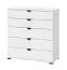 Modern White Chest of Drawers Pecini 01 | 5 Spacious Drawers | Black Handles & Legs | 95 x 90 x 40 cm | Living Room Storage