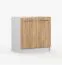 Sink Base Cabinet | 2-Door Hinged Unit | Brown/White | Parnassus 10 | 1 Compartment | Metal Handles | 81.5 x 80 x 46 cm | Wood Look Front