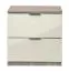 Bedside Table Sabadell 22 | Oak / Beige High Gloss | 2 Drawers | 47 x 45 x 38 cm