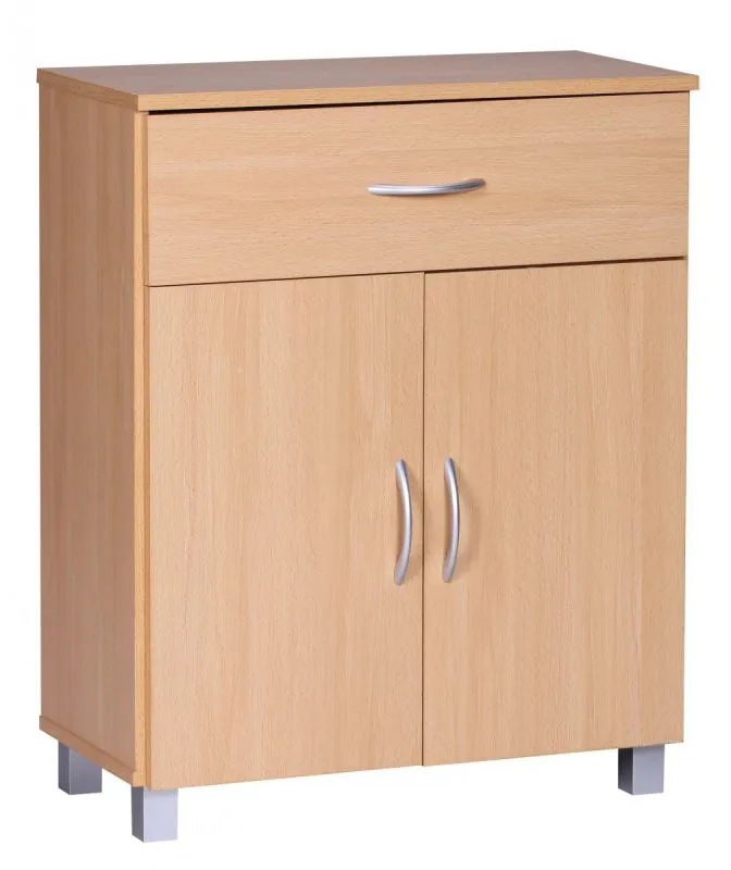Small Chest of Drawers Beech/Grey | 75 x 60 x 30 cm | Versatile Storage | Adjustable Shelf