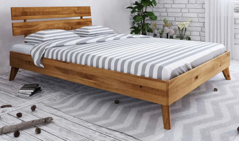 Double Bed Timaru 02 Solid Oiled Wild Oak | 200 x 200 cm Lying Area | Premium Design