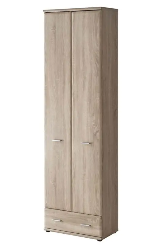 Wardrobe with one clothes rail Bratteli 09, color: oak Sonoma - Dimensions: 203 x 60 x 32 cm (H x W x D), with two compartments