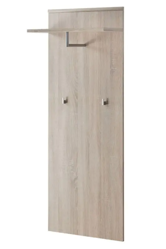 Wardrobe with two hooks and a clothes rail Bratteli 11, color: oak Sonoma - dimensions: 157 x 60 x 28 cm (H x W x D), with shelf