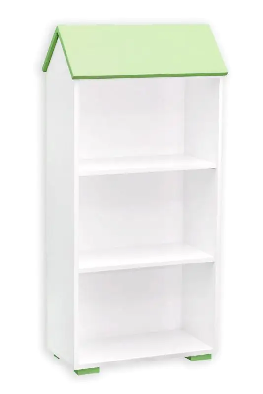 Children's room - Bookcase Daniel 02, Colour: White / Green - 130 x 62 x 30 cm (H x W x D)