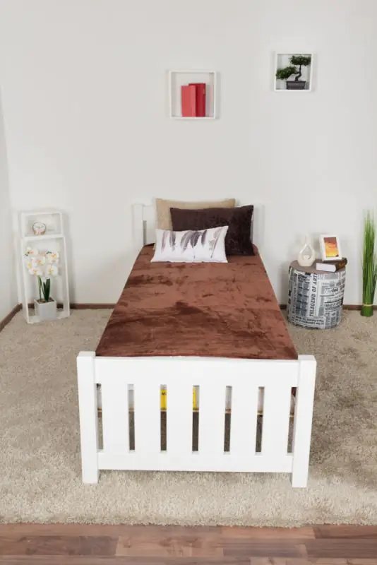Single bed/guest bed Beech solid wood white 107, incl. Slat grate - Size 80 x 200 cm