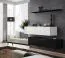 Two modern TV cabinets with wall shelf Balestrand 341, color: white / black - Dimensions: 110 x 130 x 30 cm (H x W x D), with push-to-open function