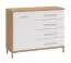 Chest of Drawers with Four Drawers | White High Gloss & Oak Artisan | 1 Door, 2 Compartments | 87 x 108 x 40 cm | ABS Edge