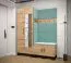 Shoe Cabinet with Wardrobe Morteratsch 04 | Oak/Black | 52 x 84 x 46 cm | 6 Compartments, 4 Hooks