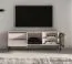 TV cabinet | cashmere | 2 drawers | 3 compartments | push-to-open function | incl. LED lighting | 1 glass door with aluminum frame | 160 x 40 x 59 cm | TV cabinet