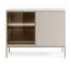 Elegant Chest of Drawers with Glass Door | Cashmere | 83 x 104 x 39 cm | 4 Compartments | LED Lighting | Push-to-Open | 2 Doors