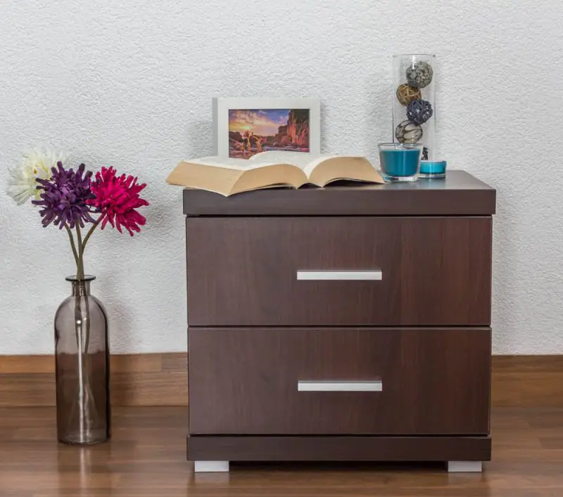 Bedside table "Easy Furniture" N2, Dark Brown lacquered
