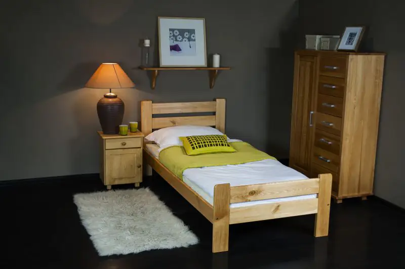 Single bed / Guest bed A24, solid pine wood, clear finish, incl. slatted bed frame - 120 x 200 cm
