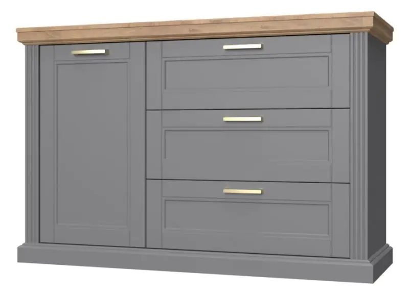 Chest of drawers Lotofaga 19, Colour: Grey / Walnut - 91 x 138 x 48 cm (H x W x D)