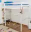 Children's bed / Loft Bunk bed solid pine wood, in a white paint finish120 – Dimensions 90 x 200 cm
