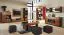 Postira 29 Stool | Walnut & Black | 40 x 40 x 40 cm | Modern Storage Seat | Faux Leather Cover