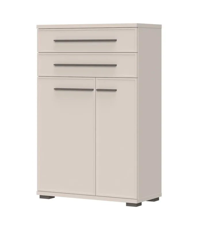 Neiafu 107 Shoe Cabinet | 2 Drawers | Cashmere Color | 2 Wooden Shelves | Soft-Close | 117 x 76 x 36 cm