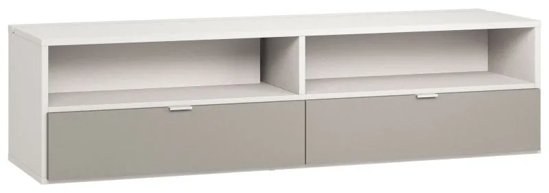 Bellaco 36 TV Base Cabinet | White / Grey | 49 x 180 x 47 cm | Modern Storage, Soft Close Drawers