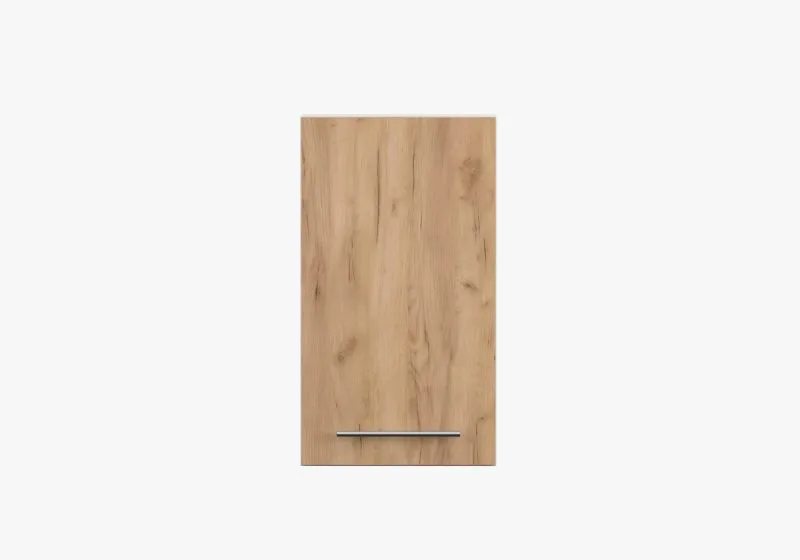Wall Unit with Hinge Door | Brown/White Wood Look | Parnassus 04 | 1 Door | Metal Silver Handles | 71.5 x 40 x 29 cm