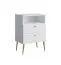 Modern Nightstand with Two Drawers | Almyros 01 | White & Gold | Open Compartment | 69.5 x 50 x 34 cm | Bedroom Storage