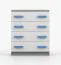80 cm Chest of Drawers | White & Gray | Smolikas 11 | 4 Spacious Drawers | Blue Wooden Handles | 90 x 80 x 40 cm | Kids & Youth