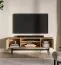 TV base unit | color: Mavelie oak | 2 hinged doors | 1 tilt door | soft-close function | 1 cable entry | 4 compartments | 150 x 33 x 53 cm | TV furniture