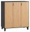 Dresser Leoncho 32, Colour: Black / Oak - Measurements: 100 x 90 x 47 cm (h x w x d)