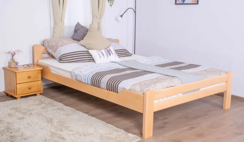 Double bed "Easy Premium Line" K4 in extra length, 160 x 220 cm solid beech wood, nature