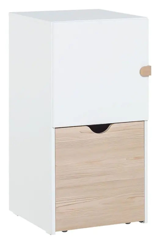 Children's room - Chest of drawers Skalle 15, Colour: White / Light Brown - Measurements: 94 x 47 x 49 cm (H x W x D)