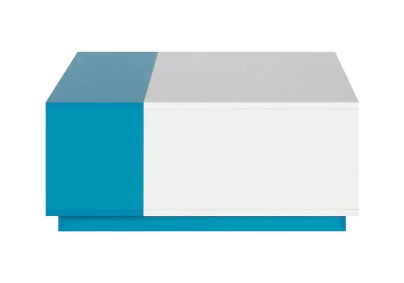 Children's room - Coffee table "Geel" 16, White / Turquoise - Measurements: 80 x 80 x 35 cm (W x D x H)