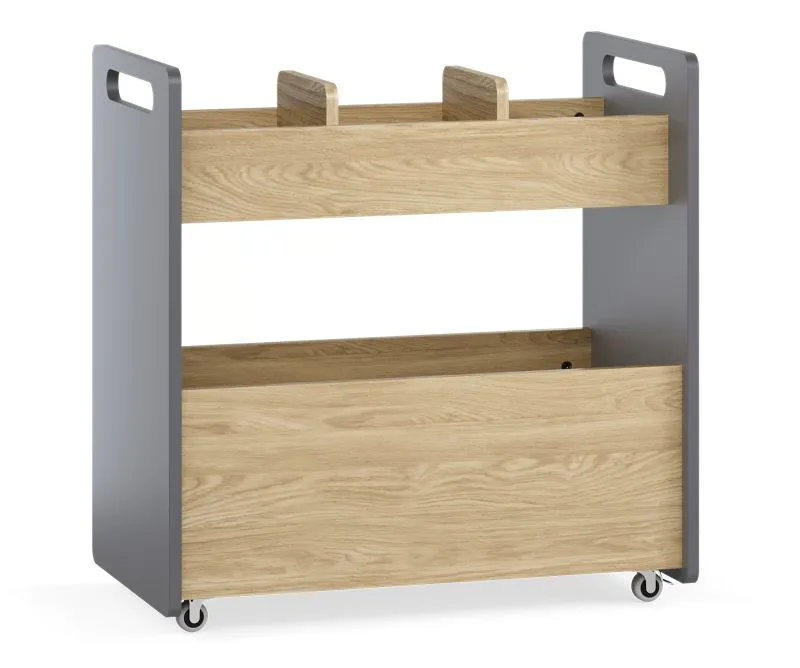 Children's Room Trolley | Oak / Graphite | 4 Castors | 4 Compartments | 70 x 40 x 71 cm | Pencil Organizer