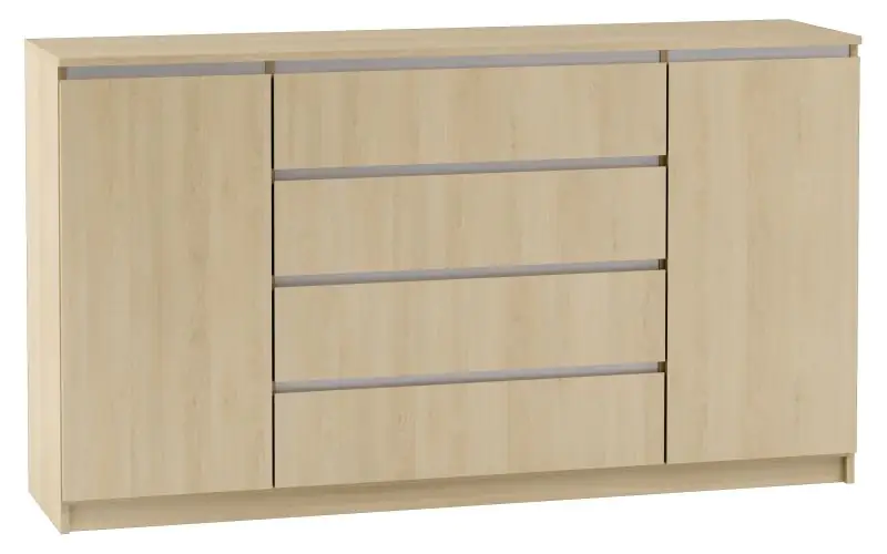 Kiunga 09 chest of drawers, colour: beech / white - Measurements: 91 x 162 x 40 cm (H x W x D)