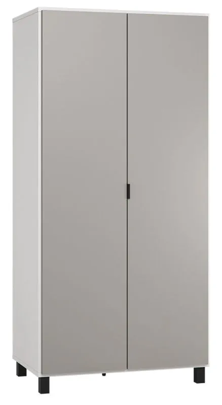 Wardrobe Pantanoso 13 | Hinged Door Cabinet | White / Grey | 195 x 93 x 57 cm | LED Lighting | Soft Close