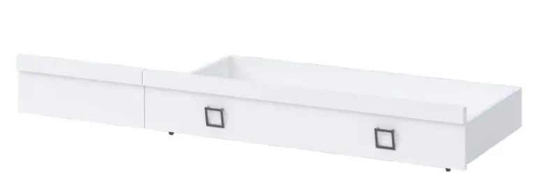 Drawer for bed Benjamin, Colour: White - Measurements: 27 x 74 x 138 cm (H x W x L)