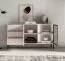Sideboard | cashmere | incl. LED lighting | 3 drawers | push-to-open function | 160 x 40 x 86 cm | 4 compartments | chest of drawers | 1 glass door with aluminum frame