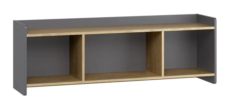 Hanging Wall Shelf | Oak / Graphite | Three Spacious Compartments | Minimalist Design | ABS Edge Protection | 137 x 30 x 46 cm