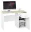 Children's room - Desk Egvad 18, Colour: White / Beech - Measurements: 79 x 117 x 51 cm (H x W x D), with 1 door, 1 drawer and 2 compartments