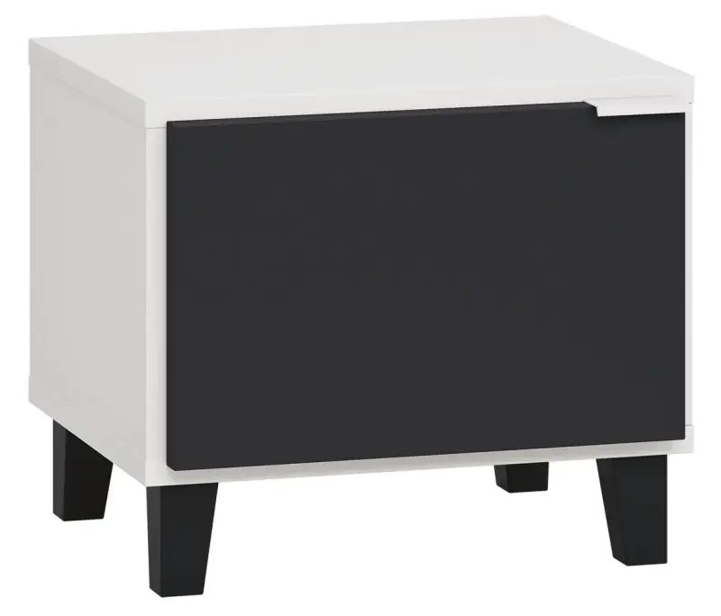 Bedside table Vacas 17, Colour: White / Black- measurements: 40 x 45 x 40 cm (h x w x d)