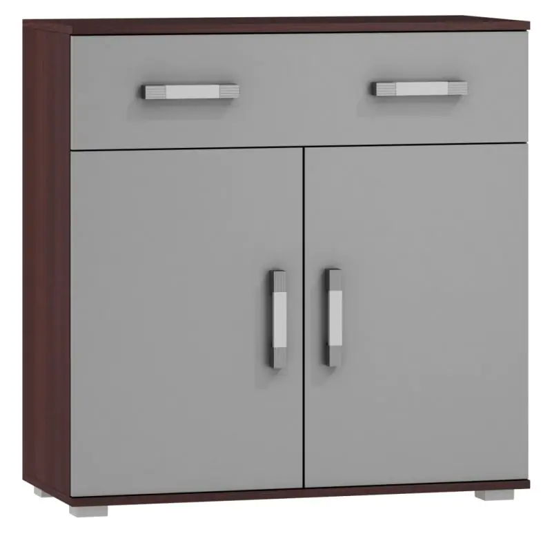 Chest of drawers Tabubil 02, Colour: Wenge / Grey - Measurements: 92 x 90 x 41 cm (H x W x D)