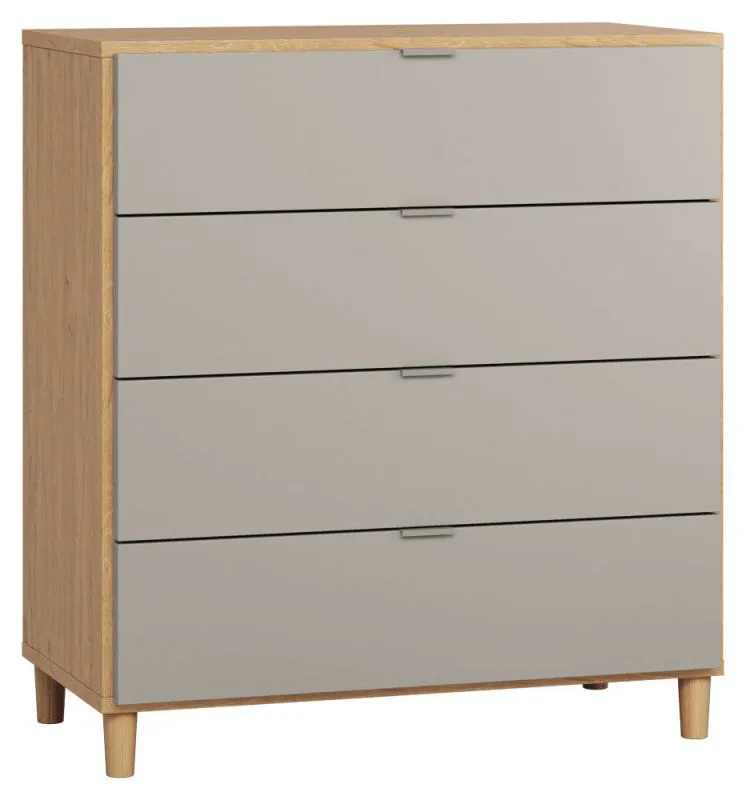 Chest of drawers Nanez 07, Colour: Oak / Grey - Measurements: 100 x 90 x 47 cm (H x W x D)