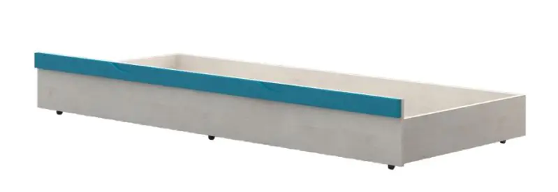 Bed frame for kid bed Peter 01, Colour: Pine White / Turquoise - lying surface: 80 x 190 cm (W x L)