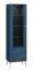 Display case Kumpula 01, Colour: dark blue - measurements: 190 x 55 x 40 cm (h x w x d), with 1 door, 2 drawers and 4 shelves