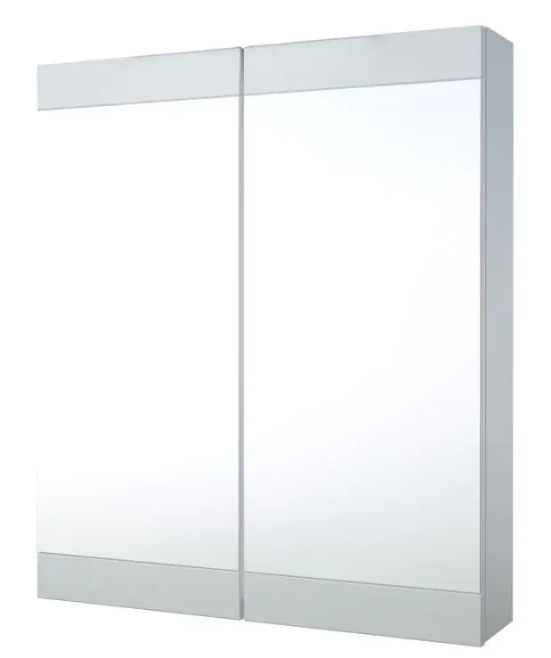 Bathroom - Mirror cabinet Eluru 01, Colour: White glossy - 70 x 60 x 14 cm (H x W x D)