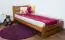 Single bed A24, solid pine wood, oak finish, incl. slatted frame - 90 x 200 cm