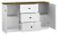 Chest of drawers Oulainen 06, Colour: White / Oak - Measurements: 86 x 150 x 40 cm (H x W x D), with 2 doors, 3 drawers and 4 compartments.