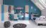 Children's room - Cupboard Aalst 18, Colour: Oak / White / Blue - Measurements: 190 x 45 x 40 cm (H x W x D)