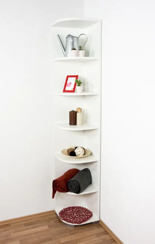 Corner Shelf 30, Color: White - Dimensions: 198 x 37 x 37 cm (H x W x D)