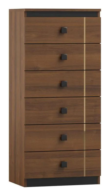 Chest of drawers Mojokerto 04, Colour: Walnut / Black - Measurements: 121 x 55 x 39 cm (H x W x D)