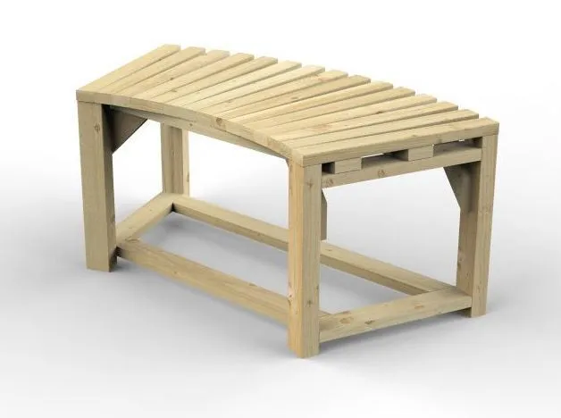 Caryota semi-circular bench element made of solid wood | spruce, dried and impregnated | 48 x 109 x 50 cm | sturdy wooden bench | garden bench